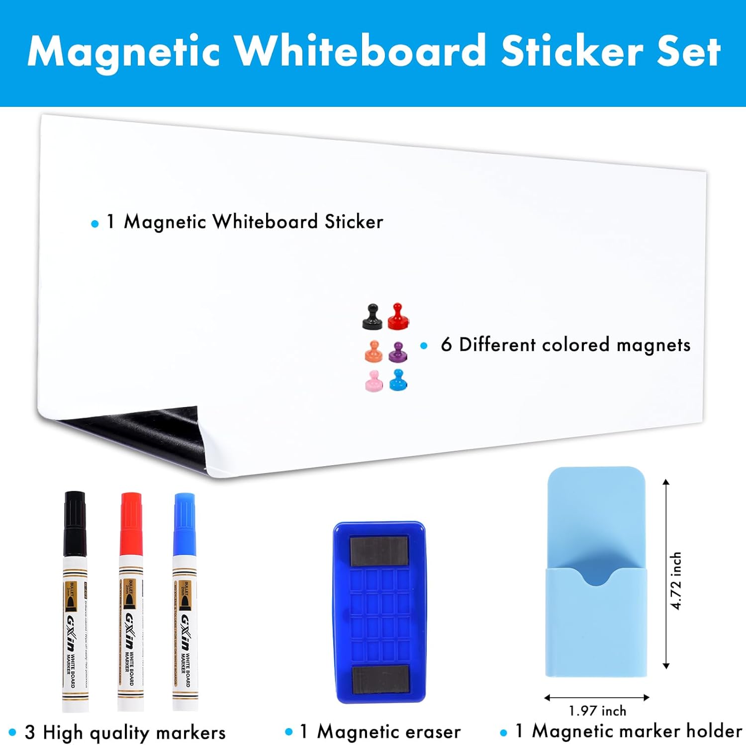 HAMIGAR Magnetic Whiteboard Contact Paper 24 x 39 Dry Erase White Board Sticker for Wall Stick on White Board Peel and Stick Wallpaper Adhesive Poster with Marker, Magnetic Eraser and Magnets